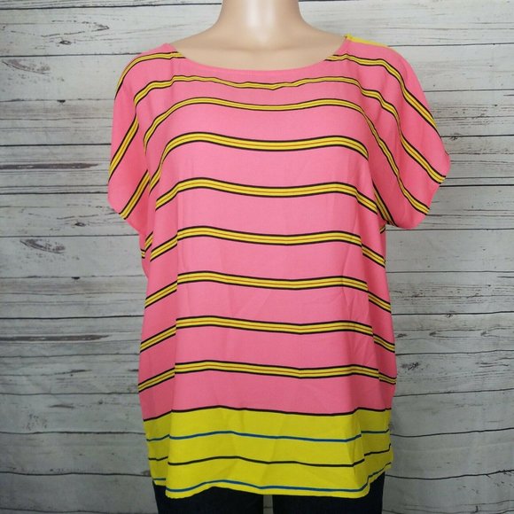 Ann Taylor Loft Sz Medium Sheer Top Striped Blouse - Picture 7 of 10